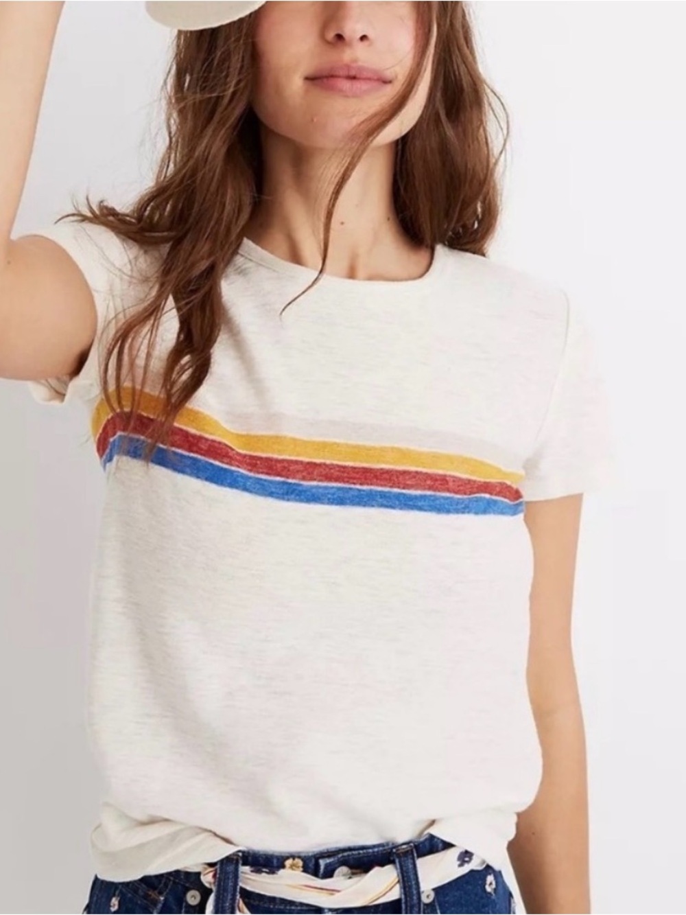 Madewell Hi-fi Shrunken Tee in Placed Stripe Size Small